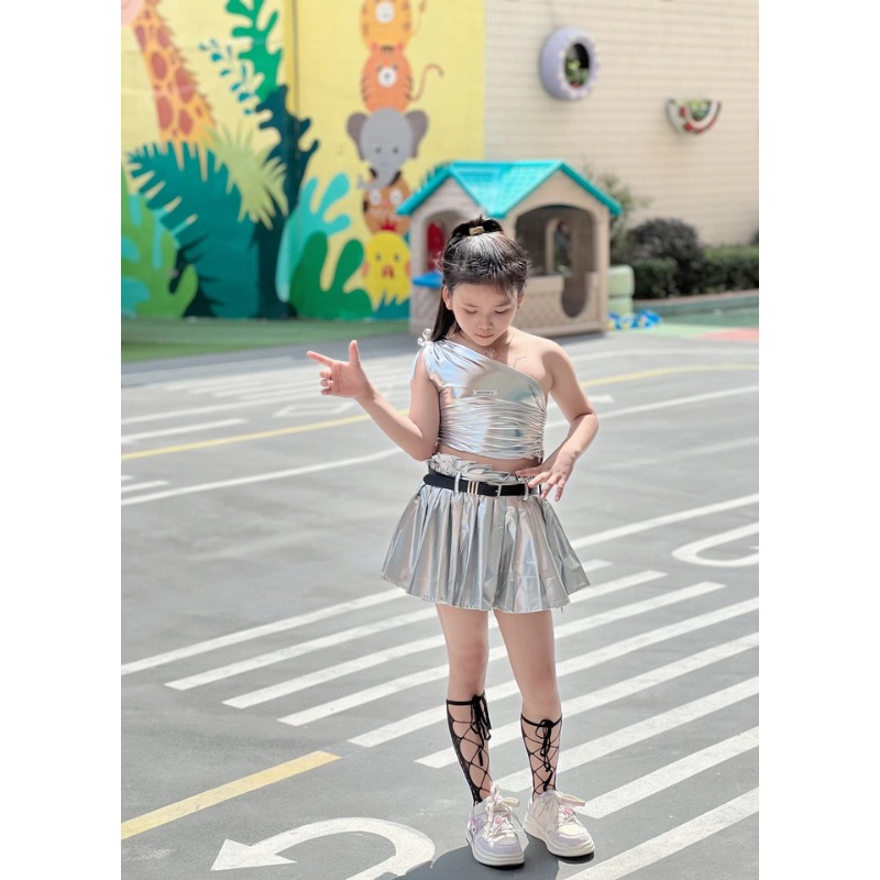 Street Fashion Kpop - Jazz Kpop Dance Costume Girls Silver