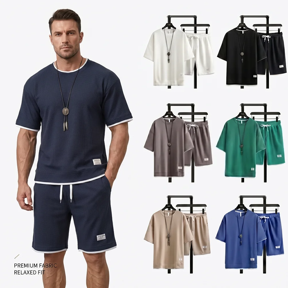 Summer Men's Waffle Knit Track - Street Fashion Mood 评论和价格