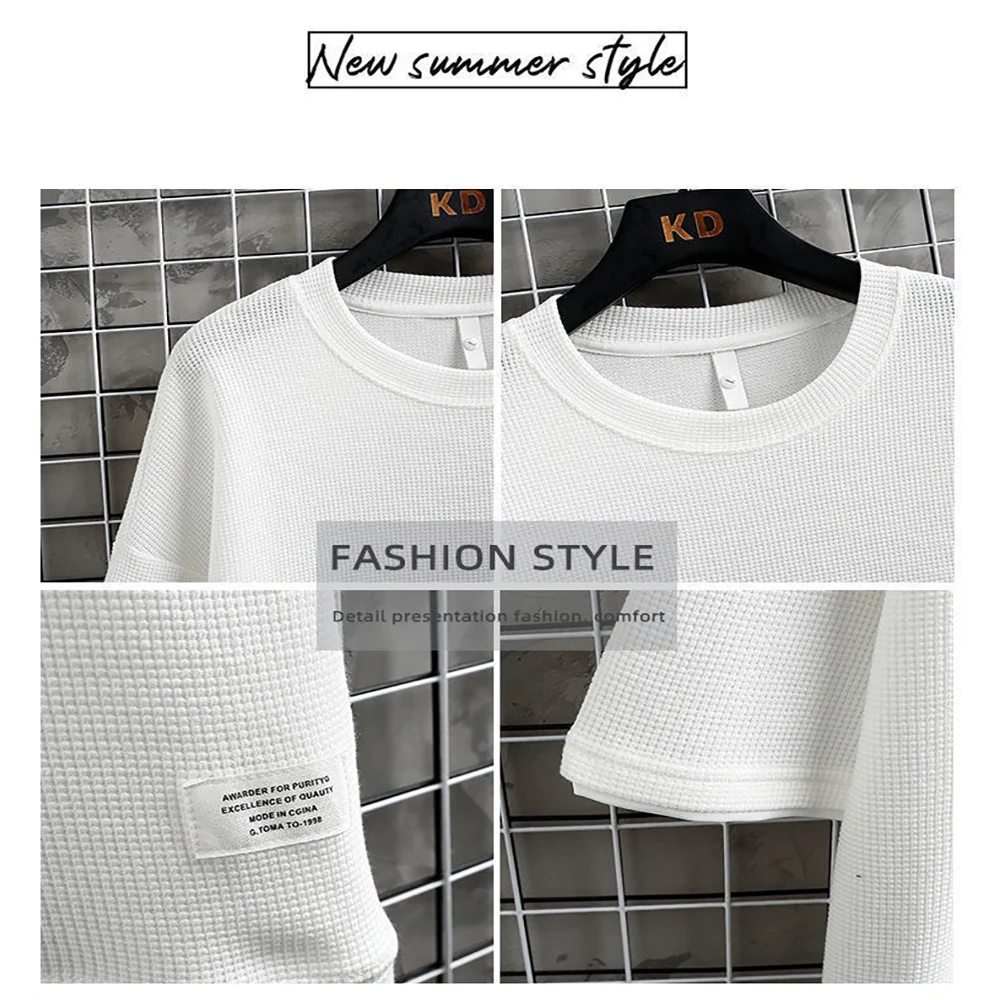 Summer Men's Waffle Knit Track - Street Fashion Mood 评论和价格