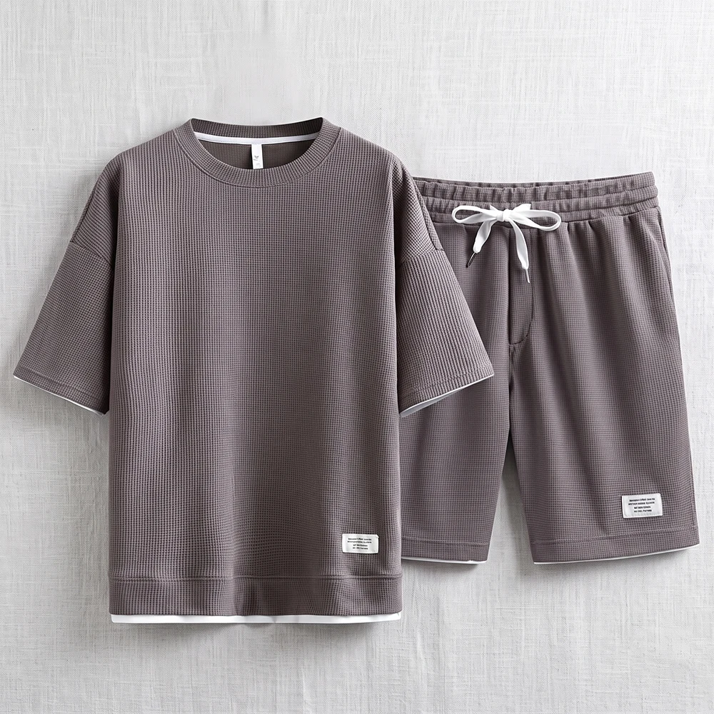 Summer Men's Waffle Knit Track - Street Fashion Mood 评论和价格