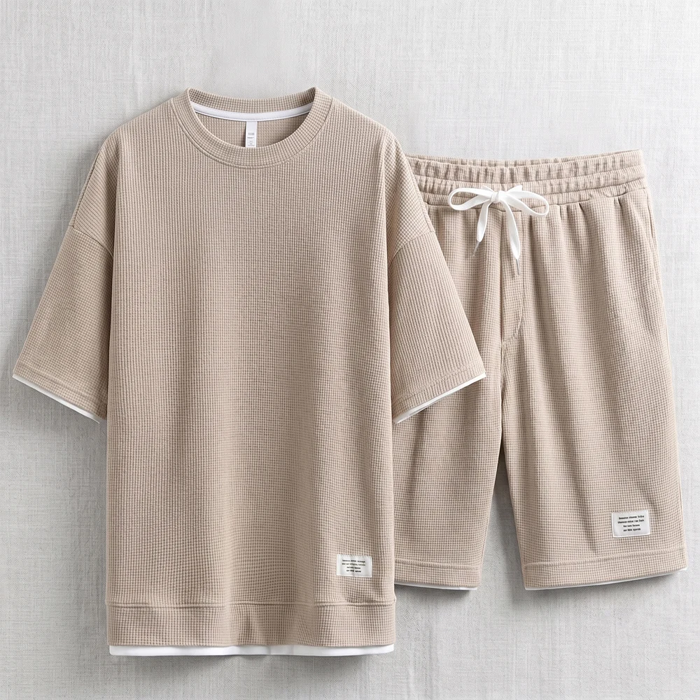 Summer Men's Waffle Knit Track - Street Fashion Mood 评论和价格