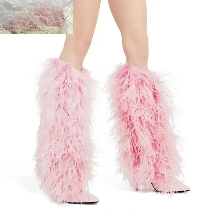 Imitation Wool Knee High Boots - Street Fashion Magazines 评论和价格