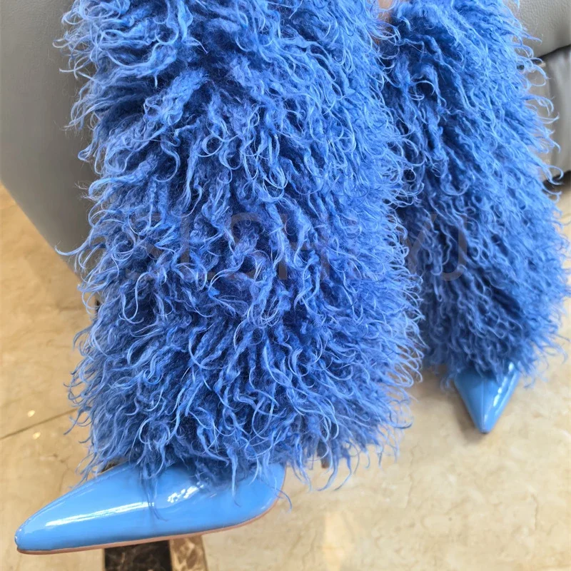Imitation Wool Knee High Boots - Street Fashion Magazines 评论和价格