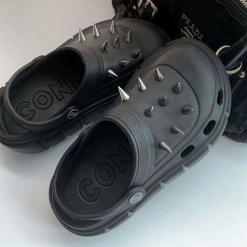 Y2K style Rivet Hole Shoes Wom - Street Fashion Y2K 评论和价格