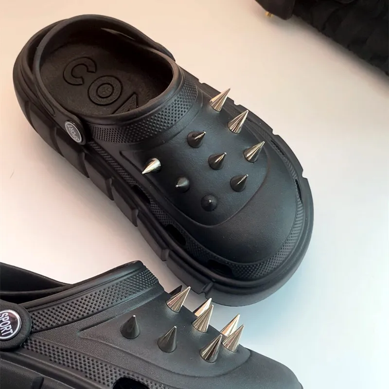 Y2K style Rivet Hole Shoes Wom - Street Fashion Y2K 评论和价格