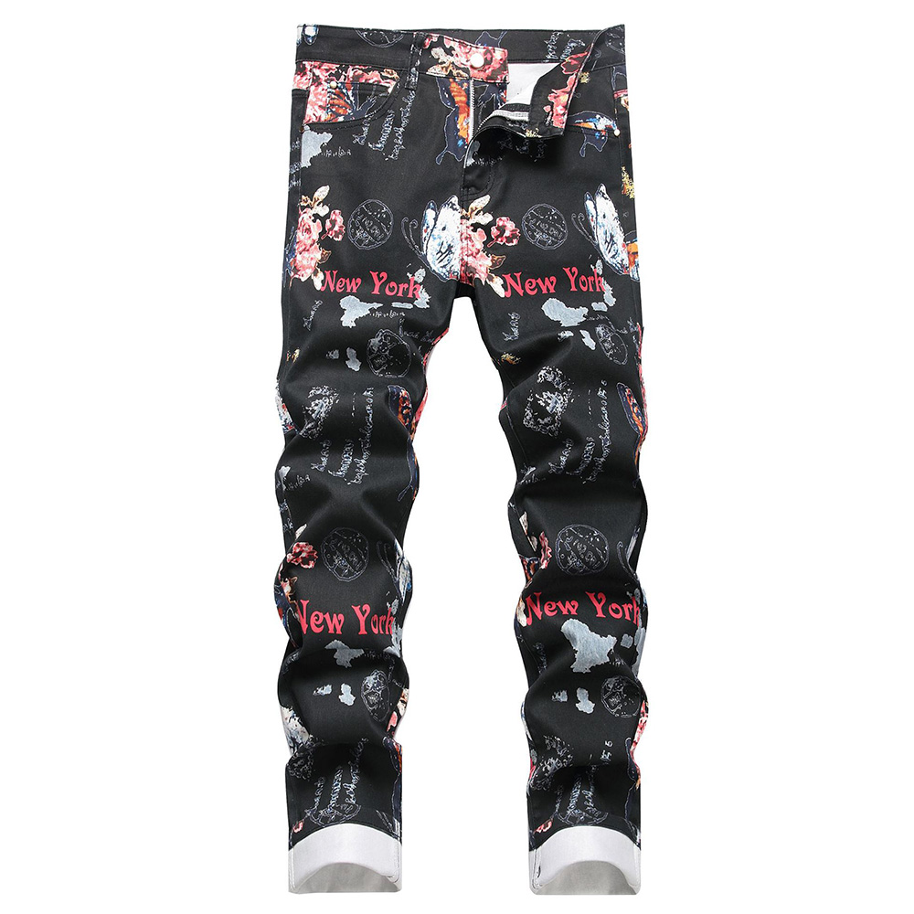 Men Digital Print Jeans Fashio - Street Fashion New York 评论和价格