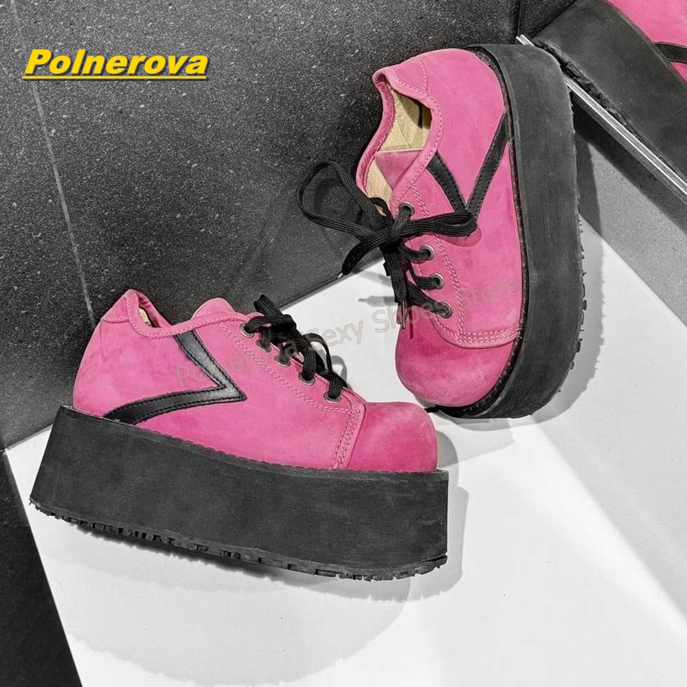 Hot Pink Rainbow Laces Platfor - Street Fashion Y2K 评论和价格