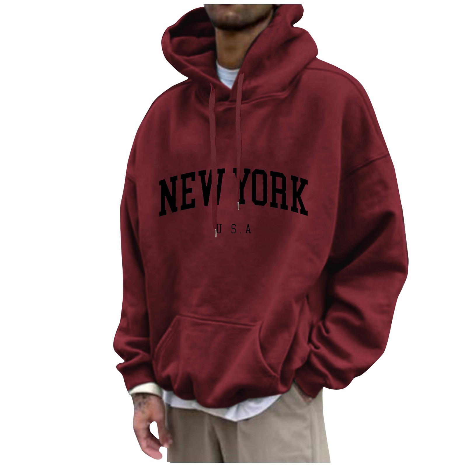 New York Print Mens Hoodies Fa - Street Fashion New York 评论和价格