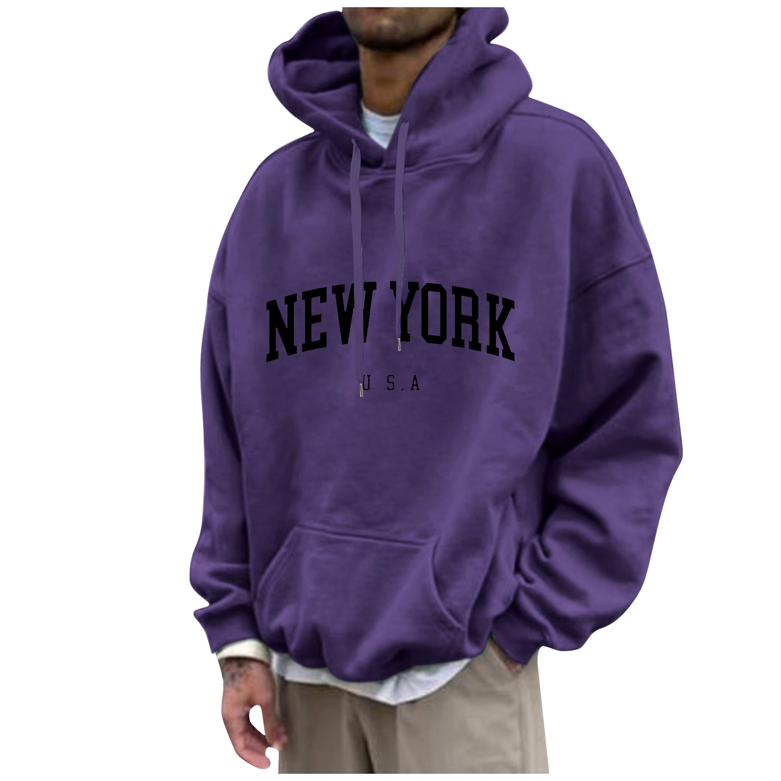 New York Print Mens Hoodies Fa - Street Fashion New York 评论和价格